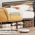 thumbnail image 6 of Queen Metal Bed Frame with Wooden Headboard, 15 Heavy Duty Slats, Large Under-Bed Storage, Noise-Free, No Box Spring Needed, Easy Assembly, Retro Rivet Design., 6 of 10