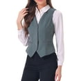thumbnail image 4 of INSPIRE CHIC Velvet Suit Waistcoat for Women's Retro Sleeveless Steampunk Blazer Dressy Vest S Grey, 4 of 6