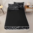 thumbnail image 4 of Erosebridal Zebra Pattern Zipper Twin Comforter Sets with Fitted Sheet and 2 Pillowcases,Abstract Vintage Stripes Zipper Bedding Set,Black Gray Silver,Black Reversible, 4 of 6