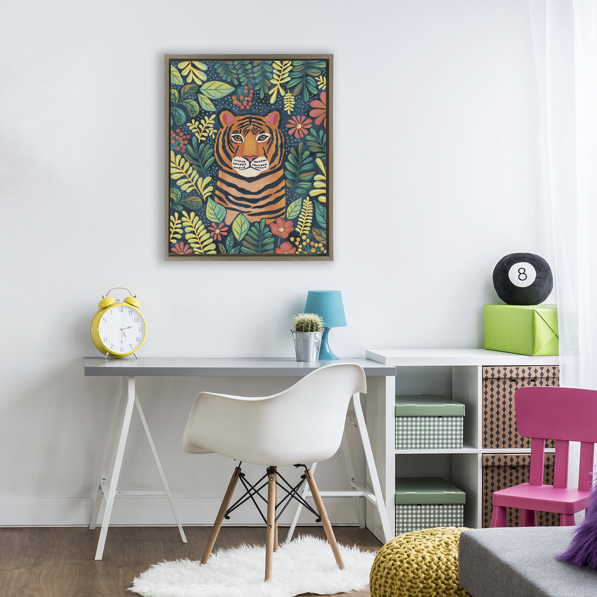 Stupell Industries Exotic Leaf Pattern Tiger Brown Framed Floater Canvas Wall Art, design by Lisa R Dumm