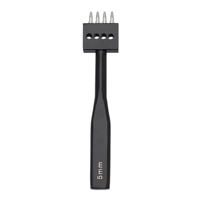 KLKCMS Leather Prong Punch Tool 5mm Comfortable Grip Auxiliary Tools Sturdy Round Hole Puncher Leather Stitching Punch Tool for Card 4 Tooth