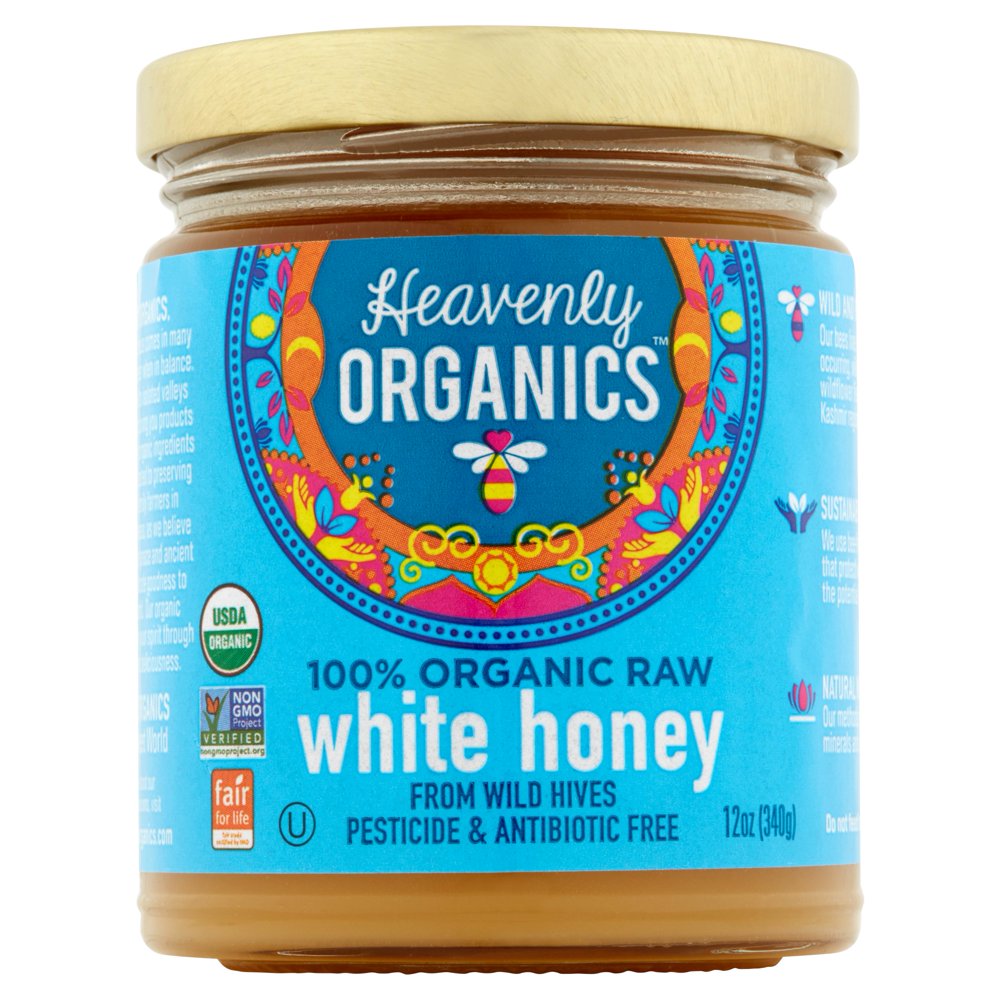 Heavenly Organics 100 Organic Raw White Honey, 12 oz, 6 pack Walmart