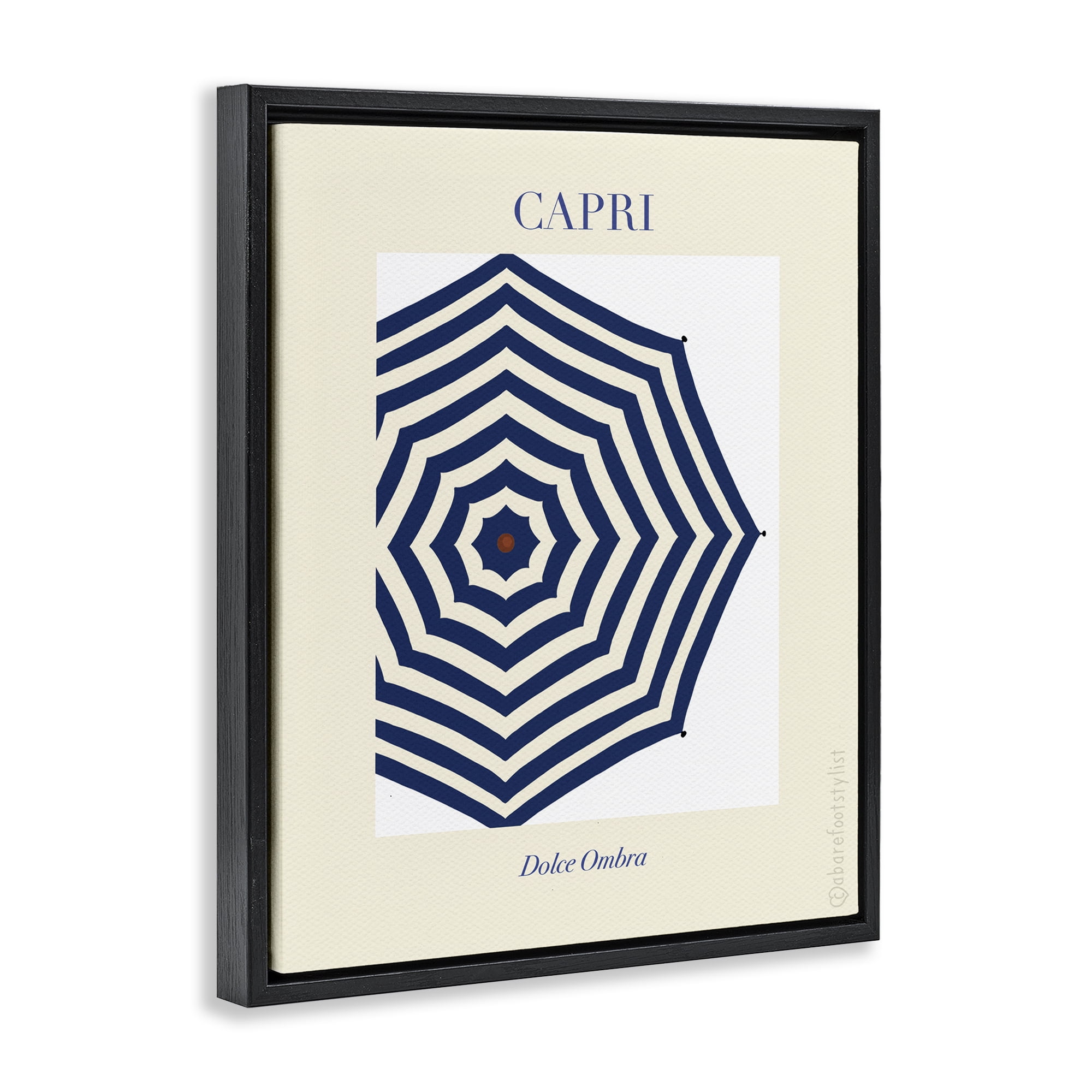 Stupell Industries Capri Striped Umbrella Black Framed Floater Canvas Wall Art, design by A Barefoot Stylist