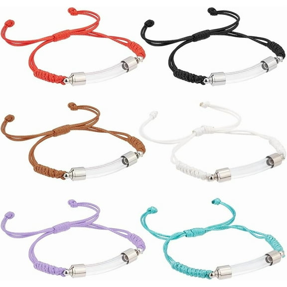 6 Color Glass Vial Pendant Bracelet Adjustable Bracelet with Glass Openable Container Name on Rice Bracelet for Men Women DIY Jewelry Making Perfume Sand 45mm DIY