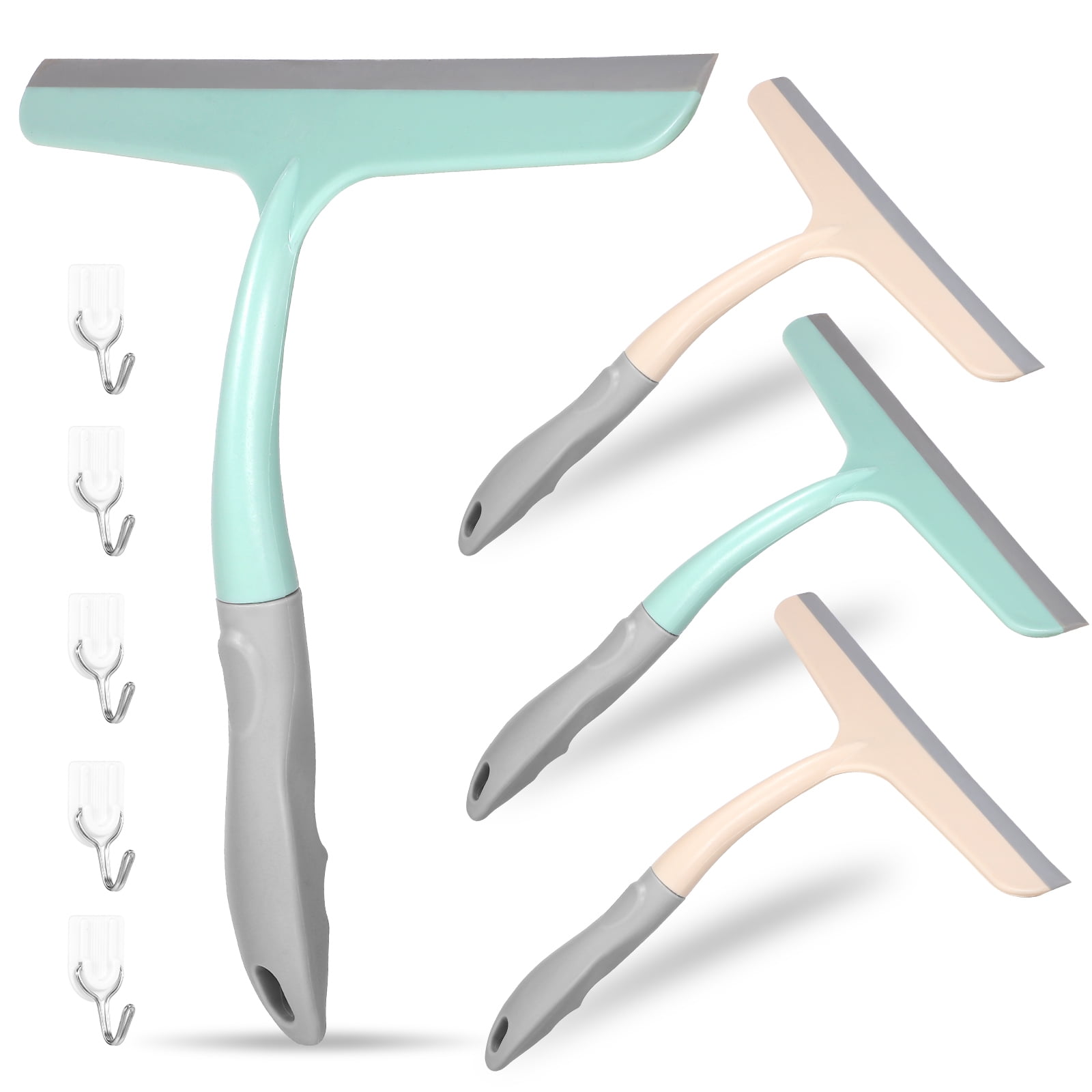 4pcs Window Squeegees Portable Squeegee Shower Glass Door Window Cleaning Kit with Hanging Hooks