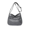 thumbnail image 1 of MAWCLOS Ladies Shoulder Bags Multi Pockets Purse Adjustable Strap Textured Crossbody Bag Large Capacity Women Fashion Metal Zipper Gray, 1 of 2