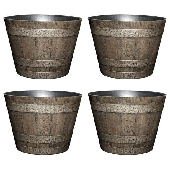 YIDOADFEAP Flower Pot Barrel Planter, Oak Brown, 20.5" x 20.5" x 12.5"