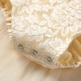 thumbnail image 6 of FYMNSI Newborn Infant Baby Girl Lace Romper 1st Birthday Cake Smash Outfit Princess Tutu Tulle Dress Bodysuit Flower Crown Headband 2pcs Set 9-12 Months Apricot, 6 of 7