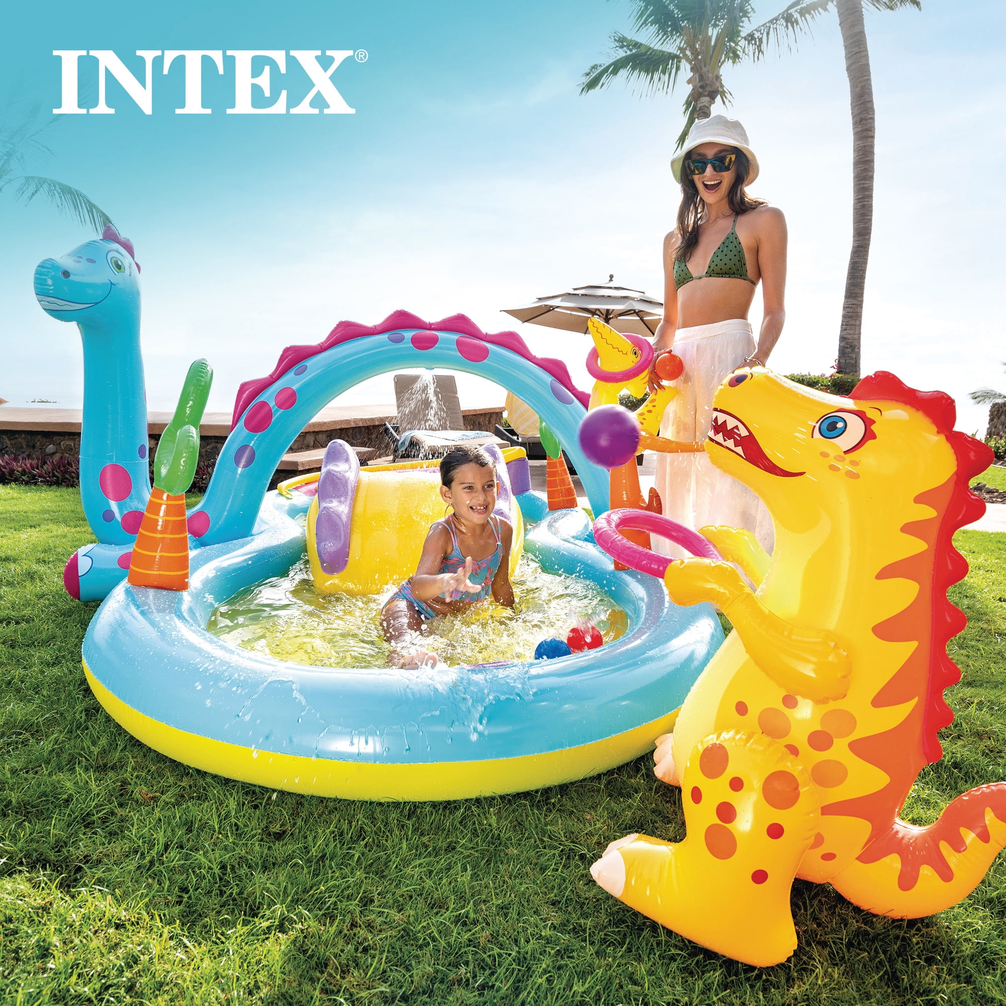 Intex Gator Kiddie Pool Water Intex 57165 Gator Play Center PVC