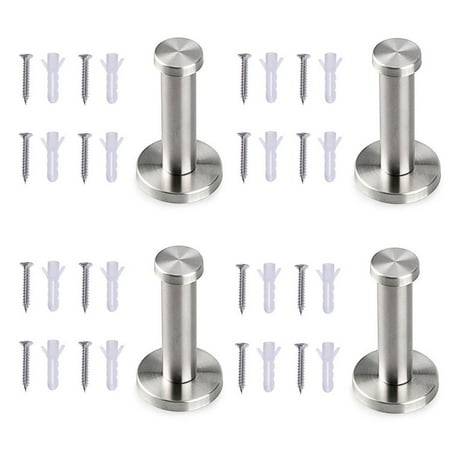 Outdoor Coat Hooks 4-pack Brushed Heavy Duty Stainless Steel Towel Hook, Wall Mount Robe Coat Hangers Holder, for Bedroom, Bathroom, Living Room, Fitting Room, Office ()