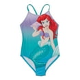thumbnail image 1 of Little Mermaid Girls 4-6X Wet Effect Bow Back One-Piece Swimsuit, 1 of 2
