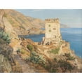 thumbnail image 2 of Georg Macco 18x15 Black Ornate Wood Framed Double Matted Museum Art Print Titled - Rocky Coast at Monterosso (Riviera), 2 of 5