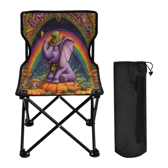 Folding Chair Camping Chair For Camping Picnicking Outdoor Beach and Travel Cute Purple Elephant