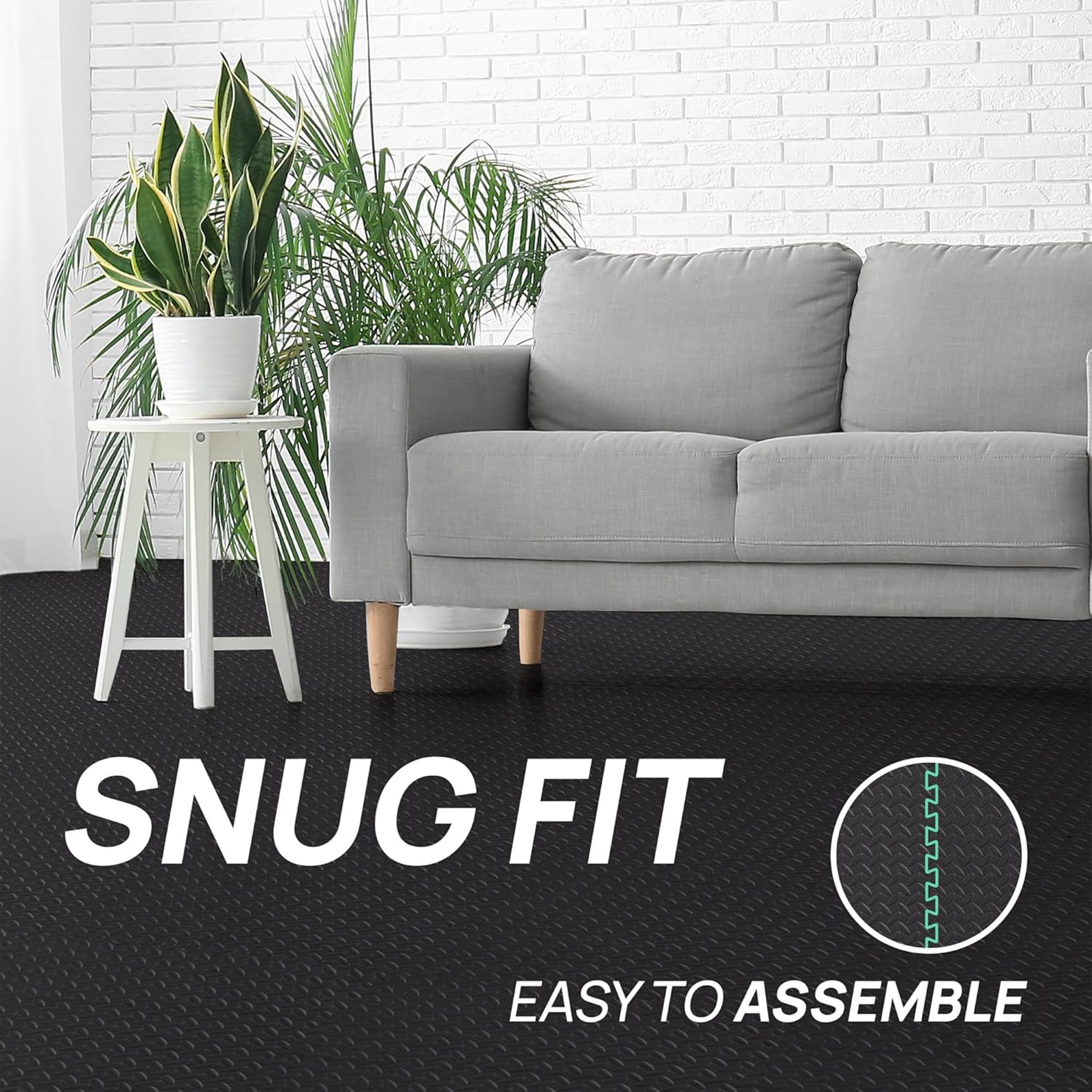 Yes4All EVA Interlocking Mats, Puzzle Floor Tiles, Foam Floor Padding with Border for Furniture, Home Space, Living Room, Garage 96 SQFT