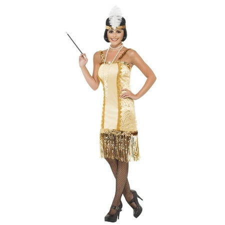 Charleston Flapper Costume Dress Adult: Gold