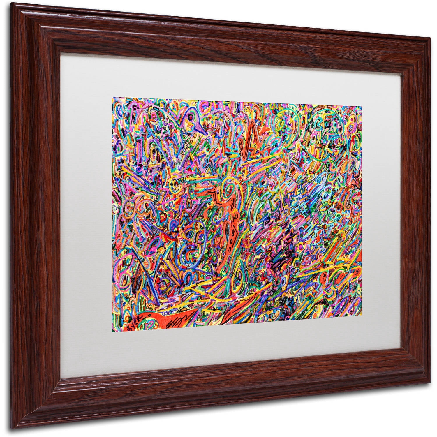 Trademark Fine Art "Birds vs Aliens" Canvas Art by Josh Byer, White Matte, Wood Frame
