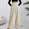 thumbnail image 2 of QHFBli Women's Polka Dots Wide Leg Pants Elastic Waist Baggy Trousers, 2 of 4