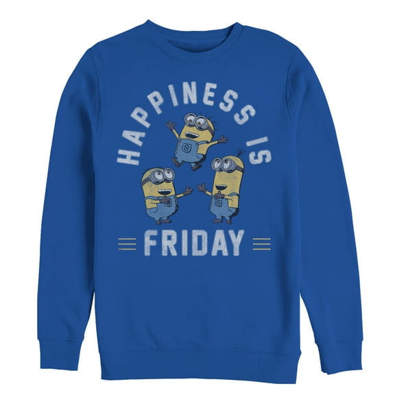 Men's Despicable Me Minion Happiness is Friday  Sweatshirt Royal Blue Medium