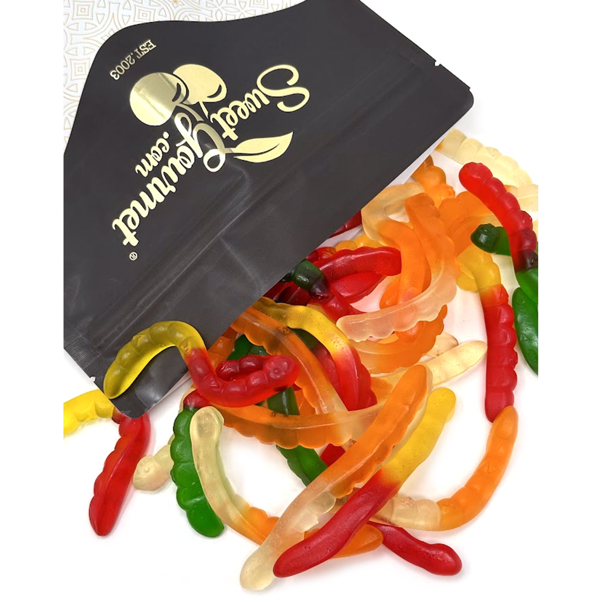 SweetGourmet Assorted Fruit Gummy Large Worms Bulk Candy | 2 Pounds