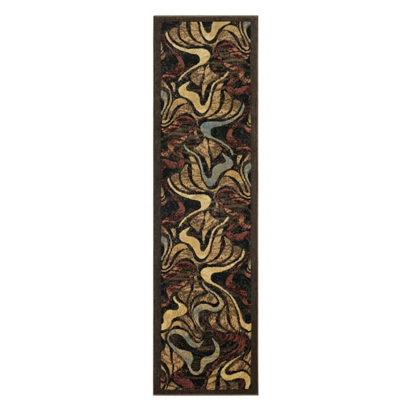 Home Dynamix Catalina Picasso Contemporary Artistic Swirl Runner Area Rug, Black/Brown, 1'9"x6'9"