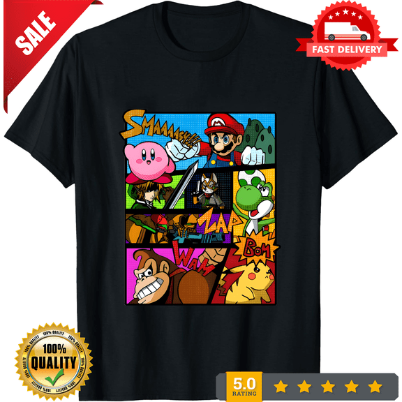 Reprint Rare Retro Game Super Smash Bros Classic Games Shirt Retro Vtg Graphic Design T-shirt, NEW INSTOCK-TH78449