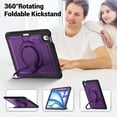 thumbnail image 6 of Shockproof Case for Apple iPad Air 11 Inch M3 M2 2025/2024, Rugged Hybrid Protective Cover with Pencil Holder & Shoulder Strap Kids Friendly Rotating Kickstand Case for iPad Air 11 Inch, Purple, 6 of 9