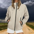 thumbnail image 2 of Fiaer Rain Jacket Women Waterproof Windbreaker Hooded Tops Oversized Full Zip up Long Sleeve Lightweight Outdoor Jackets Khaki XXL, 2 of 4