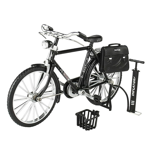 Modelo de bicicleta a escala 1/10, Mini bicicleta fundida, decoración de escritorio, manualidades, modelos de bici para , juguetes para decoración , Negro