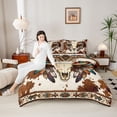 thumbnail image 4 of jejeloiu Bohemian Exotic Style Full Size Comforter Sets,Brown Beige Cowhide Bedding Sets For Adults Reversible 3 Pieces, 4 of 8