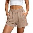thumbnail image 2 of Hurxie Sweat Shorts for Women Casual Summer Athletic Short Elastic Waist Comfy Lounge Shorts Bottoms with Pockets Coffee,XL, 2 of 7