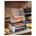 thumbnail image 4 of Hot Dog Roller 12 Capacity, Stainless Steel Sausage Grill Cooker - 750W Commercial Machine with Temp Control, Cover & Oil Tray, 4 of 9