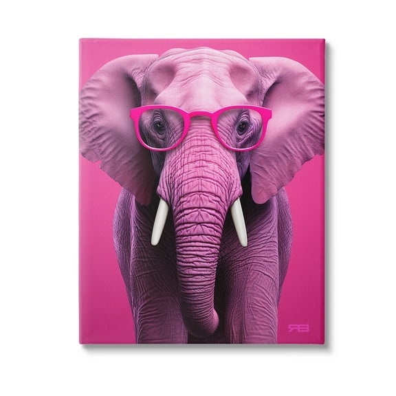 Stupell Industries Vivid Pink Elephant Animals & Insects Painting Gallery Wrapped Canvas Art Print Wall Art, 16 x 20