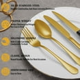 thumbnail image 5 of 24 Pcs Gold Silverware Set with Steak Knives, Stainless Steel Flatware Cutlery Set Service for 4, Kitchen Tableware Set, Utensil Set for Home and Restaurant, Knives Forks Spoon Set, Dishwasher Safe, 5 of 7