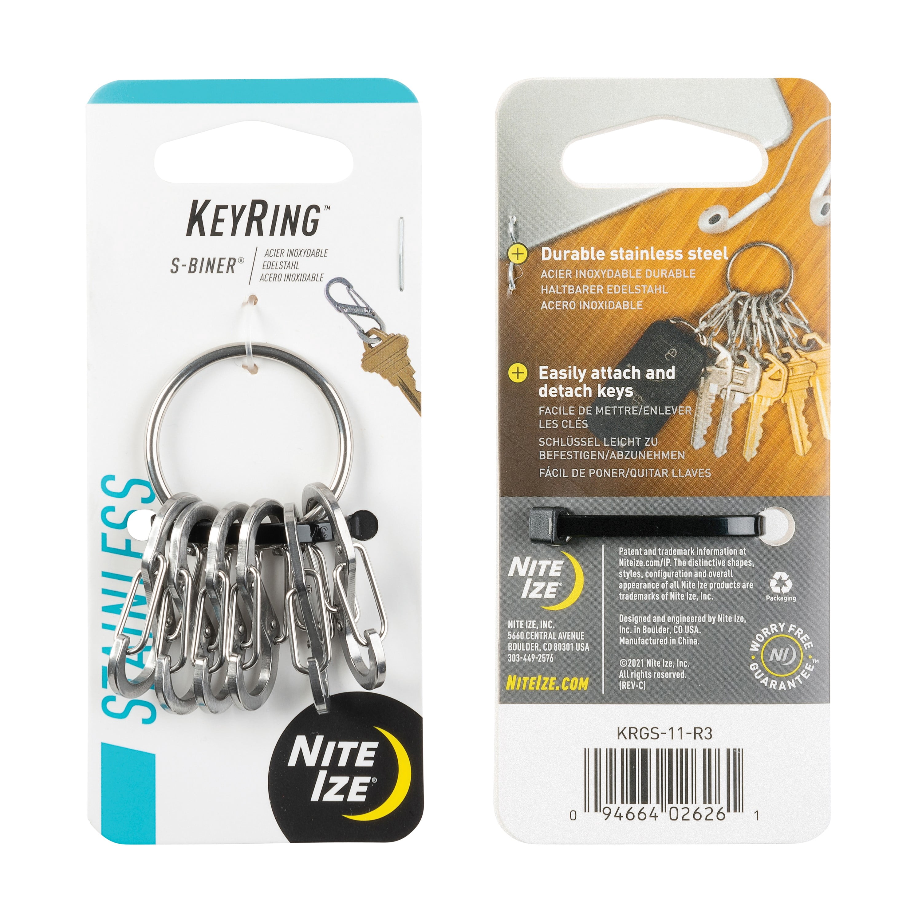 Nite Ize KeyRing Steel S-Biner - 2 Count (2 Pack)