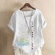 thumbnail image 2 of Túnica de Manga Corta Tops para las Mujeres Océano Pescado Impreso Blusa, Ropa Casual Ver Botón Arriba Camiseta, 2 of 4