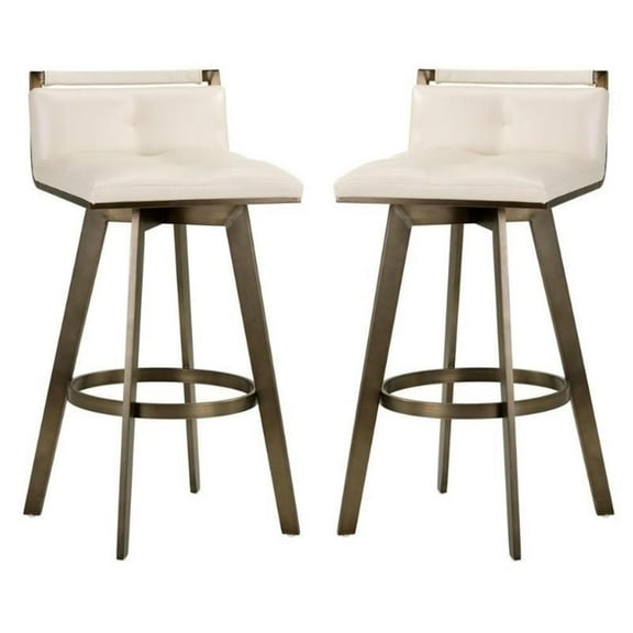 Home Square Arizona 30" Faux Leather Barstool in Castillo Cream - Set of 2