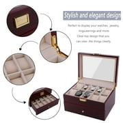 Watch Box 20 Mens Case Top Brown Display Organizer Lockable UJWB006