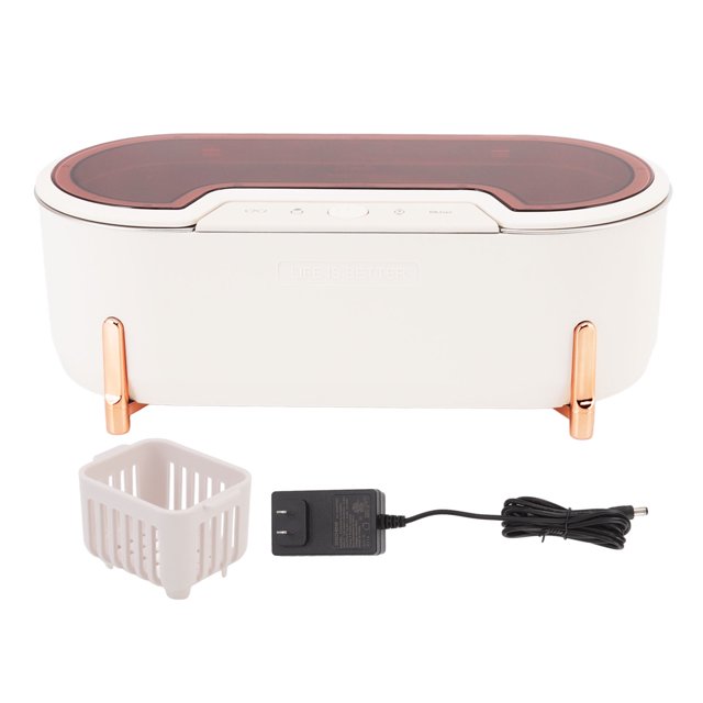 Limpiador de joyas por ultrasonido de 40 kHz Dispositivo de limpieza por ultrasonido de 4 modos de limpieza para anteojos Relojes 100-240 V Rojo transparente Enchufe de EE. UU.