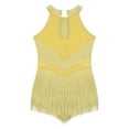 thumbnail image 3 of zdhoor Girls Shiny Ballet Dance Latin Jazz Lyrical Dress Sleeveless Leotard Gymnastic Bodysuit with Tassel Yellow 8, 3 of 5