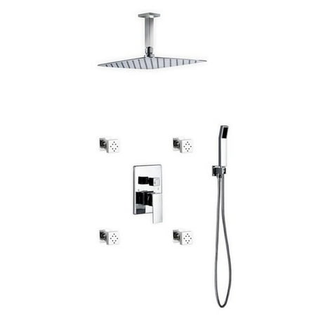 Rebrilliant Cahoon Shower System W 12 Rain 4 Body Jets And Rebrilliant Cahoon Shower System W 12 Rain 4 Body Jets And Handheld
