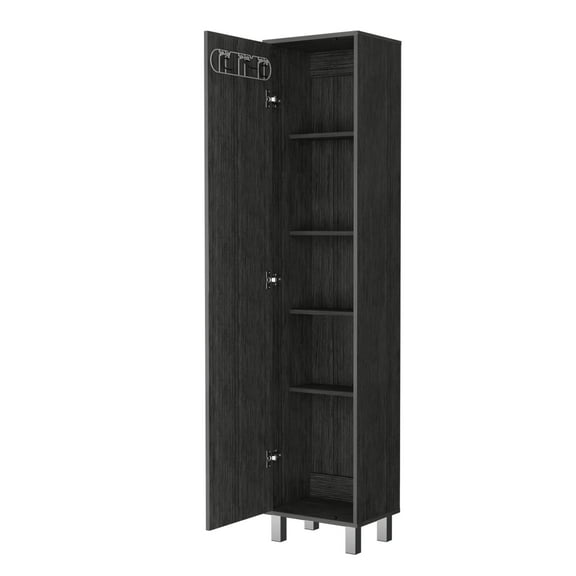 Dtwnek Wood Single Door Storage Cabinet with 5 Inner Shelf, Dark Gray