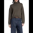 thumbnail image 3 of Suéter de Cuello Alto para Mujer, Blusa de Punto de Larga Gruesa con Dobladillo Alto y Bajo, para Otoño e Invierno. Café L, 3 of 8