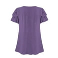 thumbnail image 5 of Women's V Neck Shirts Summer Short Sleeve T-Shirt Pleated Tunic Blouse Plain Classic Basic Tops Button up Shirts Casual Loose Everyday Pullover Top, 5 of 7