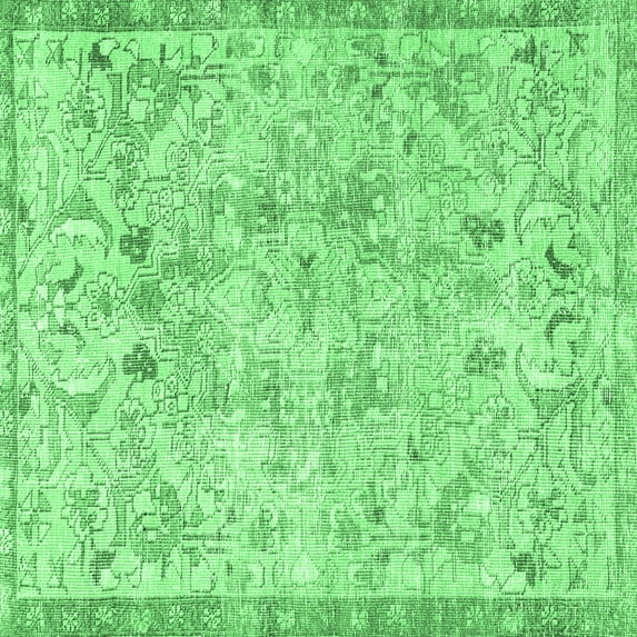 Ahgly Company Indoor Square Persian Emerald Green Traditional Area Rugs, 8' Square
