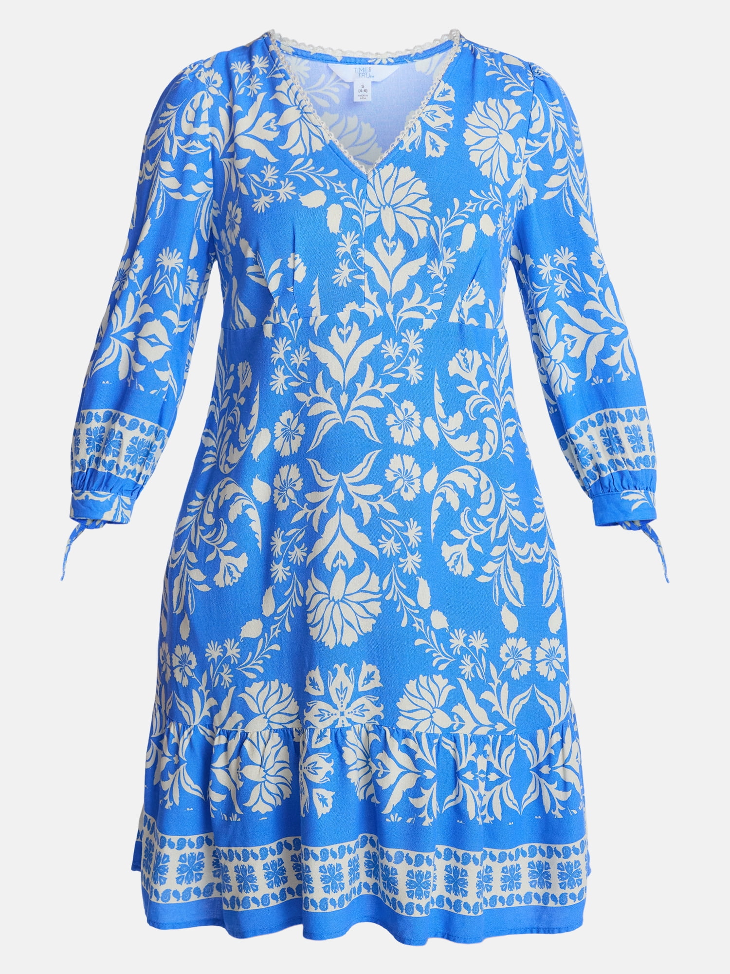 Time and Tru Women's A-Line Border Print Mini Dress, Sizes XS-XXXL