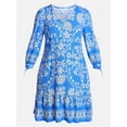 thumbnail image 6 of Time and Tru Women's A-Line Border Print Mini Dress, Sizes XS-XXXL, 6 of 6