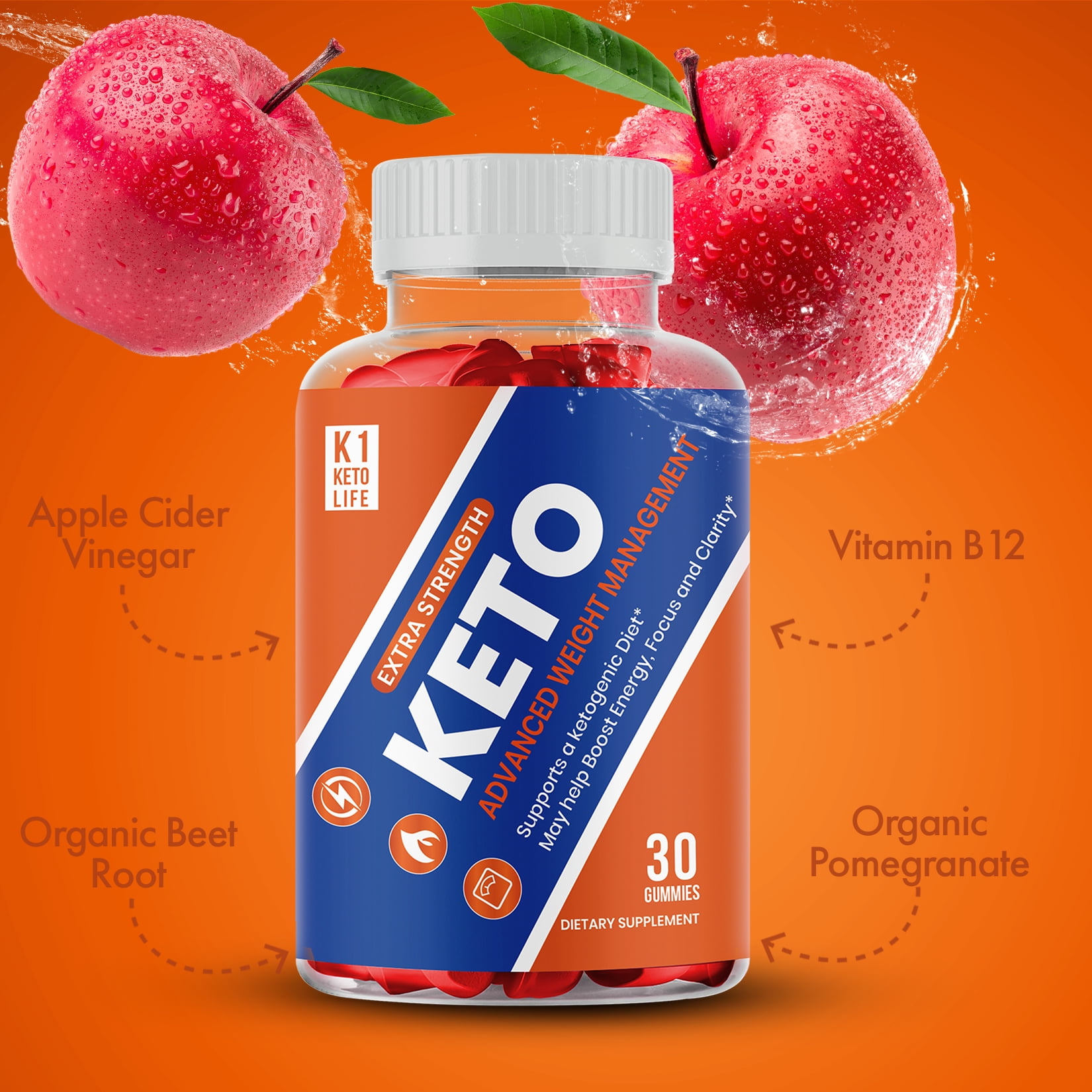K1 Life Keto ACV Gummies, Maximum Strength Formula (3 Pack)