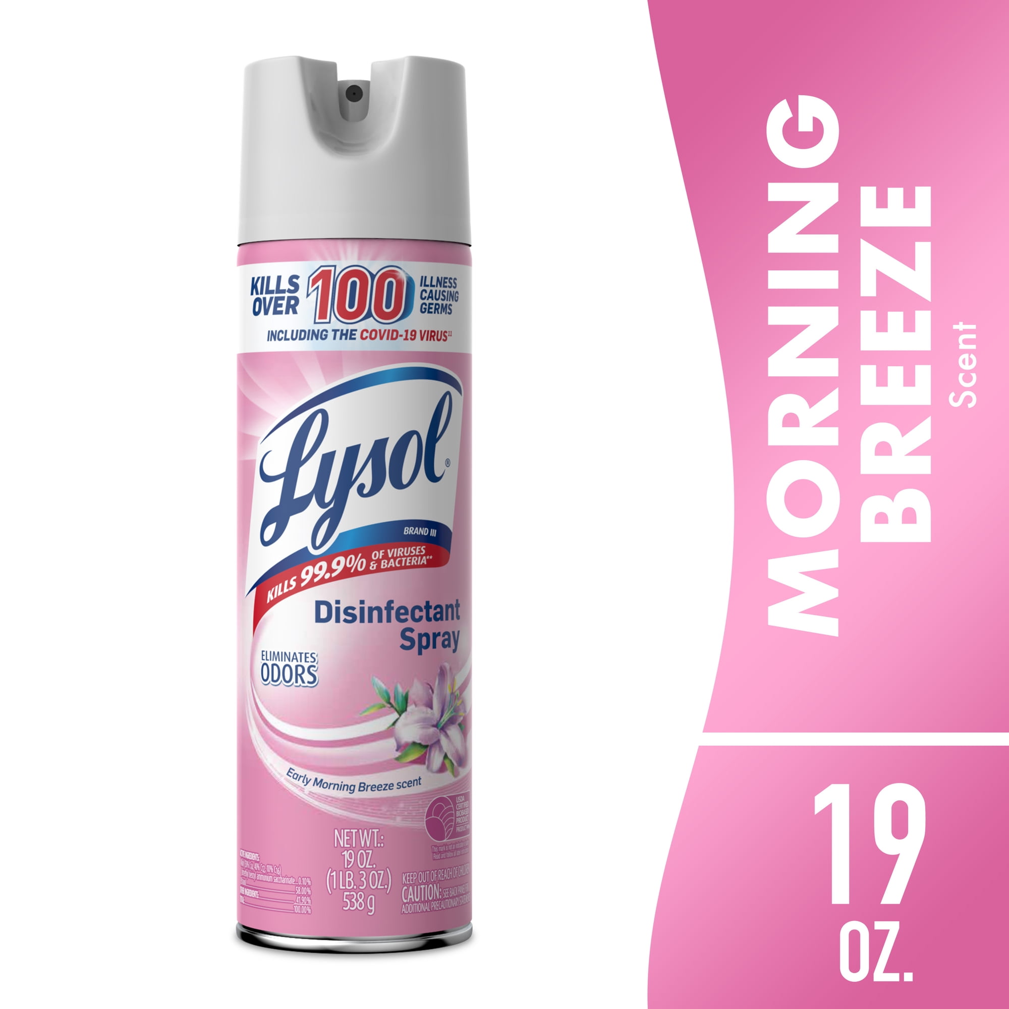 Lysol Disinfectant Spray, Sanitizing and Antibacterial Bathroom Spray, Deodorizer, Early Morning Breeze, 19 oz