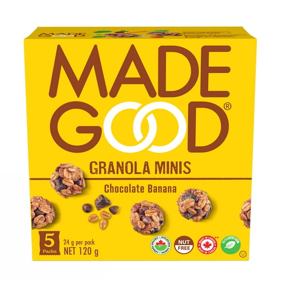 MadeGood Bouchée granola Chocolat banane Boîte de 5 sachets 5 x 24 g