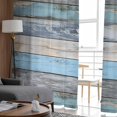 thumbnail image 4 of Vintage Blue Brown Grey Semi Sheer Curtains 108 Inch Length 2 Panels Set, Retro Farmhouse Wooden Country Sheer Kitchen Curtain Privacy Voile Window Curtain for Living Room Bedroom Rod Pocket Drapes, 4 of 7